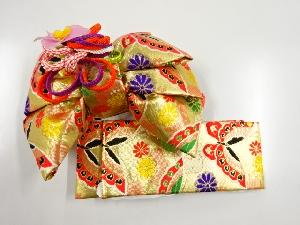 アンティーク　蝶模様織り出し子供用リボン作り帯